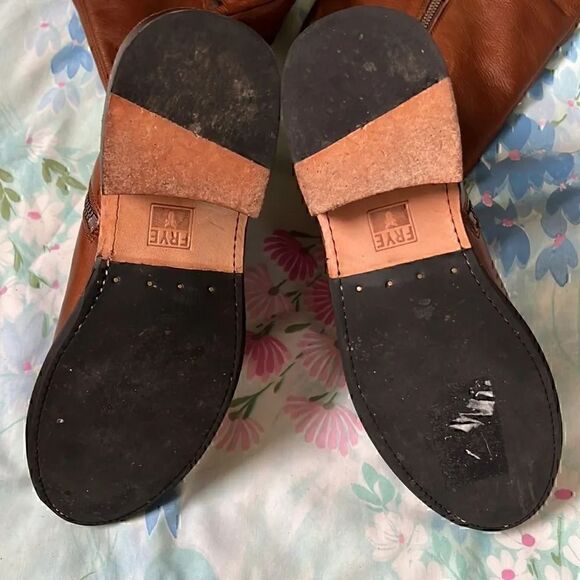 Frye Shirley Over the Knee Brown Leather Boots Cognac Color 8 - Picture 7 of 10